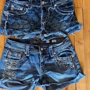 Lot of 2-Size 27 Miss Me Blue Denim Embellished Jean Shorts
